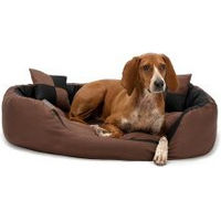 Produktbild von Lionto 4-in-1 Hundebett mit Wendekissen aus Oxford-Gewebe, kratzfest und wasserabweisend, Schwarz/Braun, Größe L - 1 Stk.