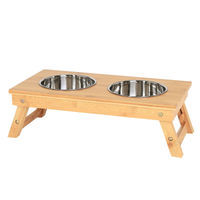 Produktbild von lionto BambusBalance Erhöhte Futterstation für Hunde und Katzen mit 2 Edelstahlnäpfen höhenverstellbar