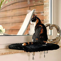 Produktbild von Lionto CozyView Katzenkissen aus Plüsch für Wohnungskatzen in Grau oder Schwarz
