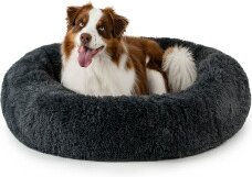 Lionto Donut Hundebett aus Plüsch in Grau XXXL - 100 cm – Bild 1 von 6