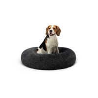Produktbild von lionto Donut Hundebett und Katzenbett aus Plüsch Grau Größe L