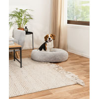 Produktbild von lionto Donut Hundebett und Katzenbett aus Plüsch Grau Größe L - 80 cm
