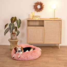 lionto Donut Hundebett und Katzenbett aus Plüsch rosa Größe M – Bild 1 von 7