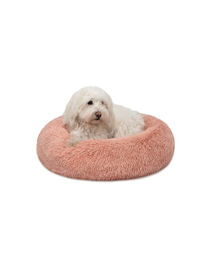 lionto Donut Hundebett und Katzenbett aus Plüsch rosa Größe S - 50 cm – Bild 1 von 6