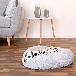 lionto Donutbett für Hunde und Katzen aus Plüsch Grau Größe L - 1 Stk. – Bild 1 von 5