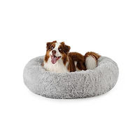Produktbild von lionto Donutbett für Hunde und Katzen aus Plüsch Grau Größe L - 1 Stk.