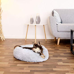 lionto Donutbett für Hunde und Katzen aus Plüsch Grau Größe M - 50 cm – Bild 1 von 6