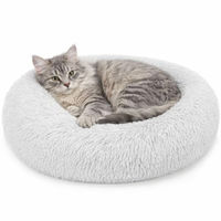 Produktbild von lionto Donutbett für Hunde und Katzen aus Plüsch Grau Größe S - 40 cm