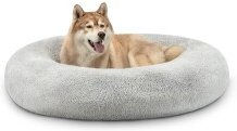 lionto Donutbett für Hunde und Katzen aus Plüsch hellgrau - 1 Stk. – Bild 1 von 6