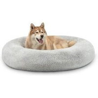 Produktbild von lionto Donutbett für Hunde und Katzen aus Plüsch hellgrau - 1 Stk.