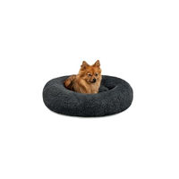 Produktbild von lionto Donutbett für Hunde und Katzen aus Plüsch in Grau Größe L - 1 Stk.