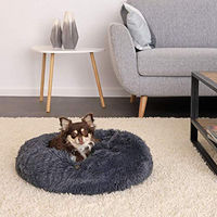 Produktbild von lionto Donutbett für Hunde und Katzen aus Plüsch in Grau Größe M - 50 cm