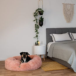 lionto Donutbett für Hunde und Katzen aus Plüsch Rosa Größe L - 1 Stk. – Bild 1 von 6