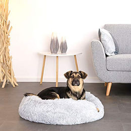 lionto Donutbett für Hunde und Katzen aus Plüsch XL Grau - 70 cm – Bild 1 von 6