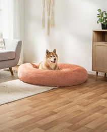 lionto Donutbett für Hunde und Katzen aus Plüsch XL Rosa - 1 Stk. – Bild 1 von 6