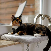 Produktbild von lionto Fensterliege für Katzen aus Plüsch in Grau 35x50 cm mit abnehmbarem und waschbarem Bezug
