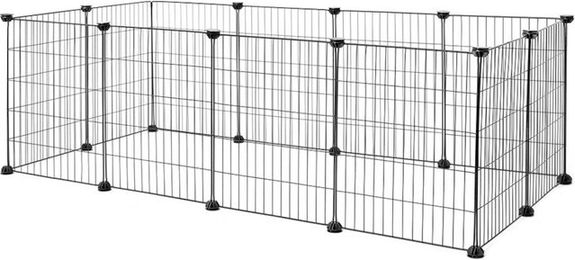 lionto Freilaufgehege aus Metall für Kaninchen und Kleintiere Schwarz 144x74x46 cm wasserdicht – Bild 1 von 3
