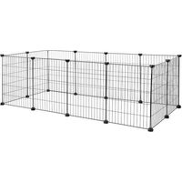 Produktbild von lionto Freilaufgehege aus Metall für Kaninchen und Kleintiere Schwarz 144x74x46 cm wasserdicht