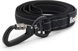 Lionto Führleine ShortReflect für Hunde, 170 cm, reflektierende Nylon-Hundeleine mit Handschlaufe und Sicherheitsverschluss, Schwarz - 170 cm – Bild 1 von 7