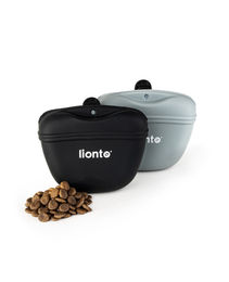 lionto Futterbeutel Set aus Silikon für Hunde mit Magnetverschluss und Clip in Schwarz und Grau - 2 x 13 cm – Bild 1 von 10