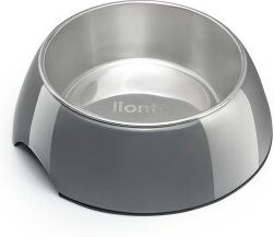 lionto Futternapf aus Melamin mit herausnehmbarem Edelstahl-Einsatz und Anti-Rutsch-Boden für Hunde und Katzen, grau, 420 ml - 420 ml – Bild 1 von 8
