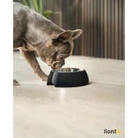 Produktbild von lionto Futternapf aus Melamin und Edelstahl mit Anti-Rutsch Boden für Hunde und Katzen Schwarz 420 ml - 420 ml