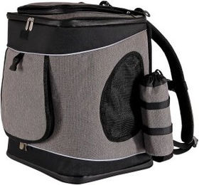 lionto Haustier-Rucksack Transportbox für kleine Rassen aus wasserabweisendem Oxford-Gewebe grau/schwarz – Bild 1 von 13