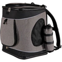 Produktbild von lionto Haustier-Rucksack Transportbox für kleine Rassen aus wasserabweisendem Oxford-Gewebe grau/schwarz