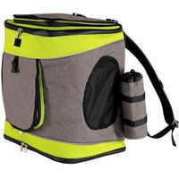 Produktbild von Lionto Haustier-Rucksack Transportbox für kleine Rassen in Grau/Grün aus wasserabweisendem Oxford-Gewebe