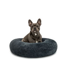 Lionto Hundebett Donut Hundekissen XL aus Plüsch dunkelgrau – Bild 1 von 7