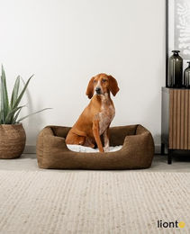 Lionto Hundebett mit Wendekissen in Braun meliert für Hunde und Katzen Größe L - 1 Stk. – Bild 1 von 8