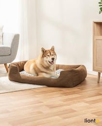 Lionto Hundebett mit Wendekissen in Braun meliert Größe L – Bild 1 von 7