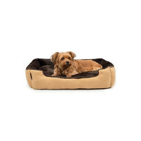Produktbild von Lionto Hundebett mit Wendekissen und rutschfester Unterseite aus Plüsch für Hunde und Katzen in Beige/Braun Gr. L
