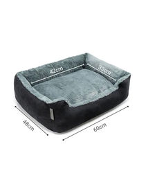 Lionto Hundebett mit Wendekissen und rutschfester Unterseite aus Plüsch in Grau/Schwarz Größe M für Hunde und Katzen aller Altersstufen – Bild 1 von 6