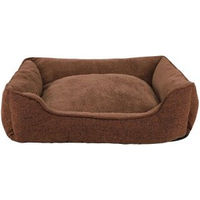 Produktbild von Lionto Hundebett und Katzenkissen aus Plüsch braun Größe L mit abnehmbarem Bezug und rutschfestem Boden