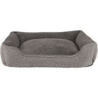 Produktbild von Lionto Hundebett und Katzenkissen aus Plüsch grau meliert Größe L mit abnehmbarem Bezug und rutschfestem Boden