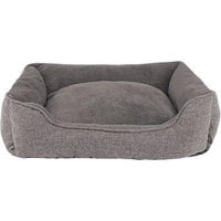 Produktbild von Lionto Hundebett und Katzenkissen aus Plüsch grau mit abnehmbarem Bezug und rutschfestem Boden Größe L