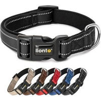 Produktbild von Lionto Hundehalsband aus Nylon in Schwarz Größe M mit Reflektor und wasserabweisender Eigenschaft - 1 Stk.