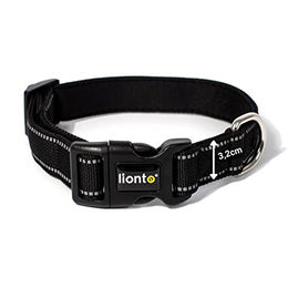 Lionto Hundehalsband aus Nylon in Schwarz XL wasserabweisend und reflektierend – Bild 1 von 6
