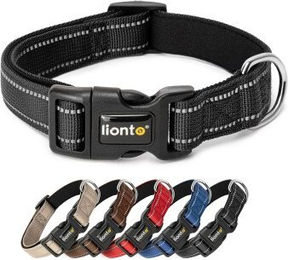 Lionto Hundehalsband aus Nylon schwarz Größe L reflektierend und wasserabweisend – Bild 1 von 7