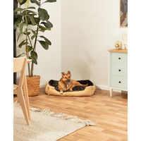 Produktbild von lionto Hundekissen aus Plüsch mit Wendekissen und rutschfester Unterseite für Hunde und Katzen in Beige/Braun Größe L