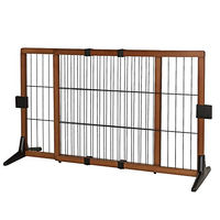 Produktbild von lionto Hundeschutzgitter aus Pinienholz für Welpen längenverstellbar Höhe 70 cm braun/schwarz