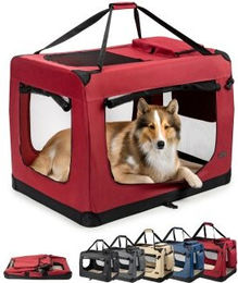 Lionto Hundetransportbox aus Metall faltbar XXL Rot – Bild 1 von 3
