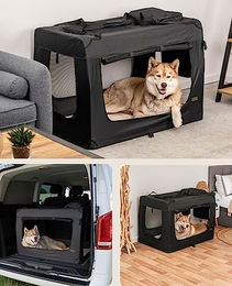 Lionto Hundetransportbox aus Oxford-Gewebe faltbar Schwarz L – Bild 1 von 7