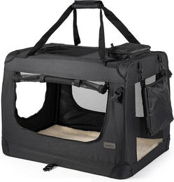 Lionto Hundetransportbox aus Oxford-Gewebe für Hunde und Katzen, schwarz, Größe L, für kleine Rassen und alle Altersstufen, 70 x 52 x 50 cm – Bild 1 von 5