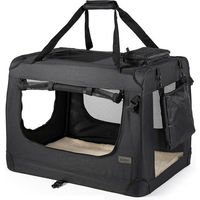 Produktbild von Lionto Hundetransportbox aus Oxford-Gewebe für Hunde und Katzen, schwarz, Größe L, für kleine Rassen und alle Altersstufen, 70 x 52 x 50 cm
