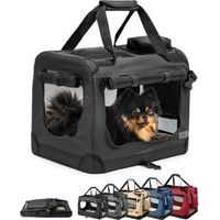 Produktbild von Lionto Hundetransportbox aus Oxford-Gewebe für kleine Rassen und Katzen, faltbar, Schwarz, Größe S