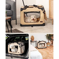 Produktbild von Lionto Hundetransportbox faltbar aus Oxford-Gewebe Beige Größe L