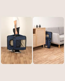 lionto Hundetransportbox faltbar aus Oxford-Gewebe Blau Grösse L für Hunde und Katzen aller Altersstufen – Bild 1 von 7