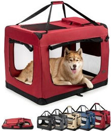 Lionto Hundetransportbox faltbar aus Oxford-Gewebe für Hunde mittlerer Rassen in Rot Größe L - 1 Stk. – Bild 1 von 5